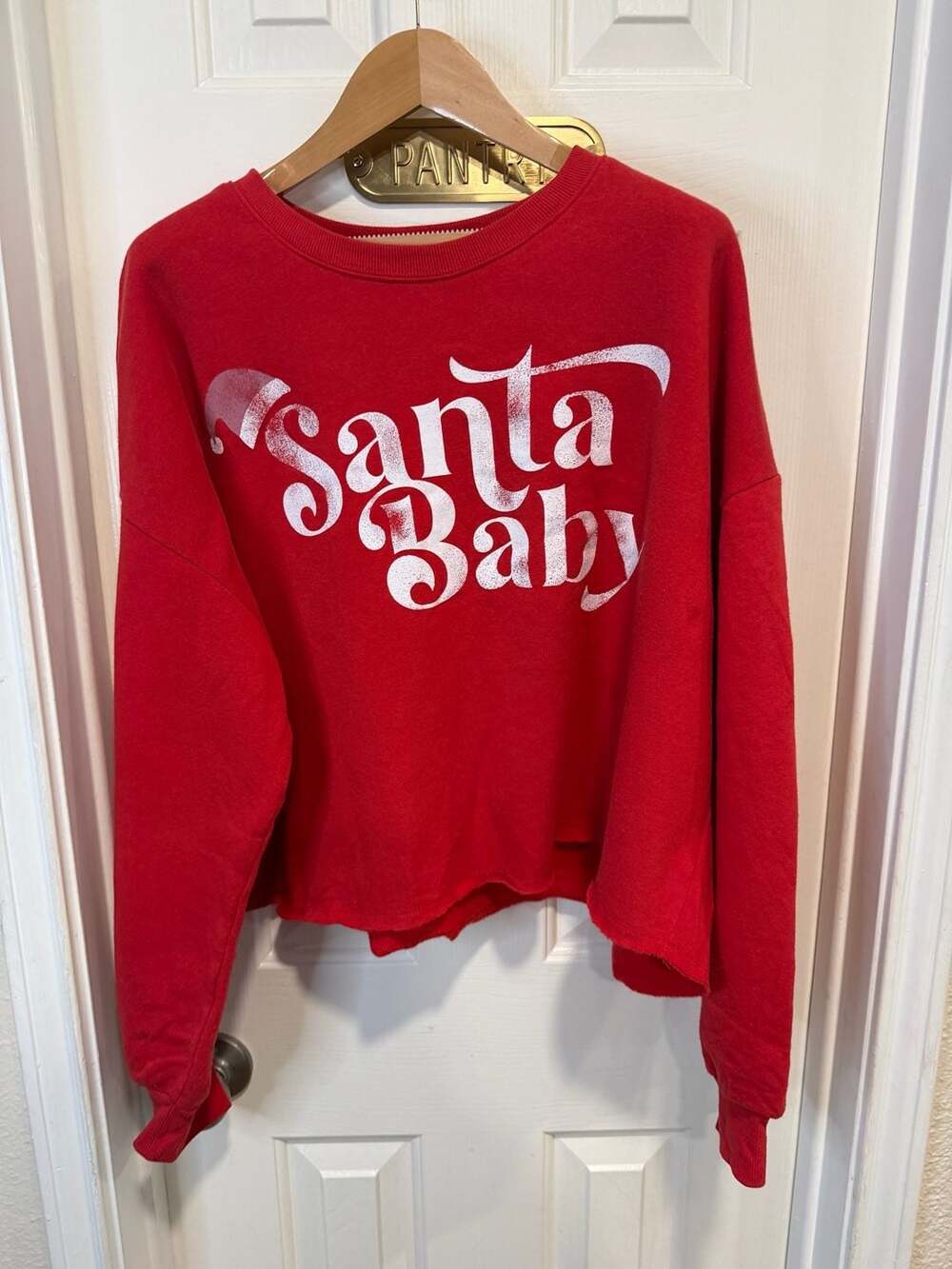 Grayson Threads Santa Baby Red Cropped Sweatshirt Women’s XL Christmas